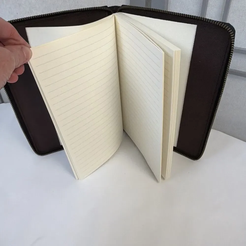 Brand New Earthbound Trading Zip Up Leather Journal With Front Pocket Refillable